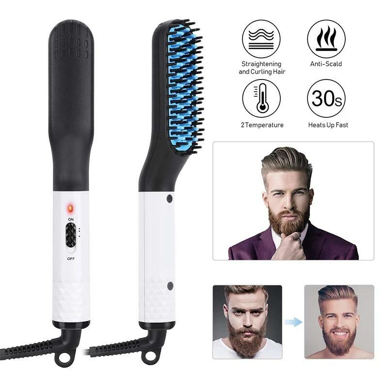 Alisador de barba profissional pente de cabelo escova multifuncional modelador de cabelo rápido aquecimento ferramentas estilo rápido styler para homem