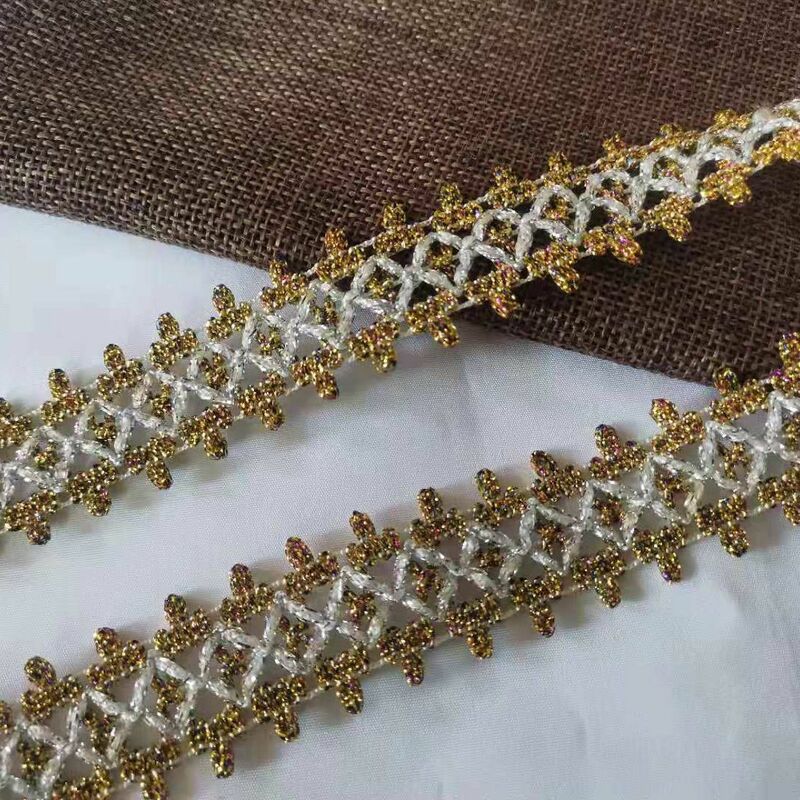 1Yards Gold Lace Fabric Applique Curtain Lace Trim 2.9cm Ribbon Guipure Laces Collar Sewing Trimmings For Clothing dentelle LT32
