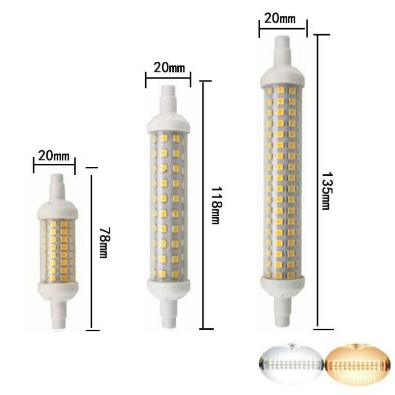 Lampe de maïs LED en céramique, R7S, lampes à économie d'énergie, ampoule de remplacement halogène, SMD 2835, 78mm, 118mm, 135mm, 220V, 10W, 15W, 20W