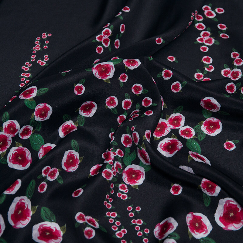 Pastoral Positioning Flower Handmade DIY Dress Silk Crepe De Chine Fabric Anti-Wrinkle and Skin-Friendly Mulberry Silk