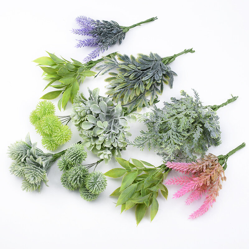 6pcs Plastic Floristics Artificial Plants Wedding Decorative Flowers Needlework Brooch Vases for Home Decor Christmas Garland