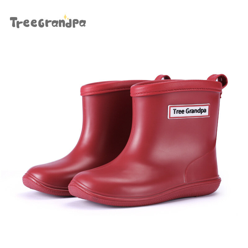 Zapatos de lluvia de goma para niño y niña, botines impermeables con punta redonda, suaves, de goma