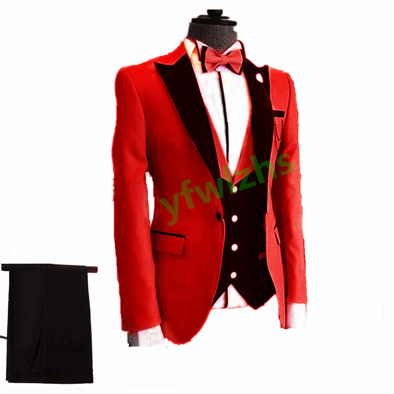 Knappe Een Knop Bruidsjonkers Piek Revers Bruidegom Smoking Mannen Suits Wedding/Prom Beste Blazer (Jas + Broek + vest + Tie) b323