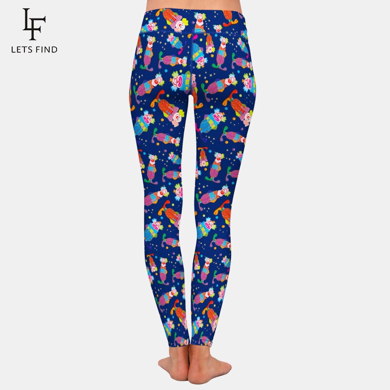 LETSFIND – legging taille haute en soie et lait pour femme, vêtement élastique, confortable, léger, imprimé de dessin animé Clown
