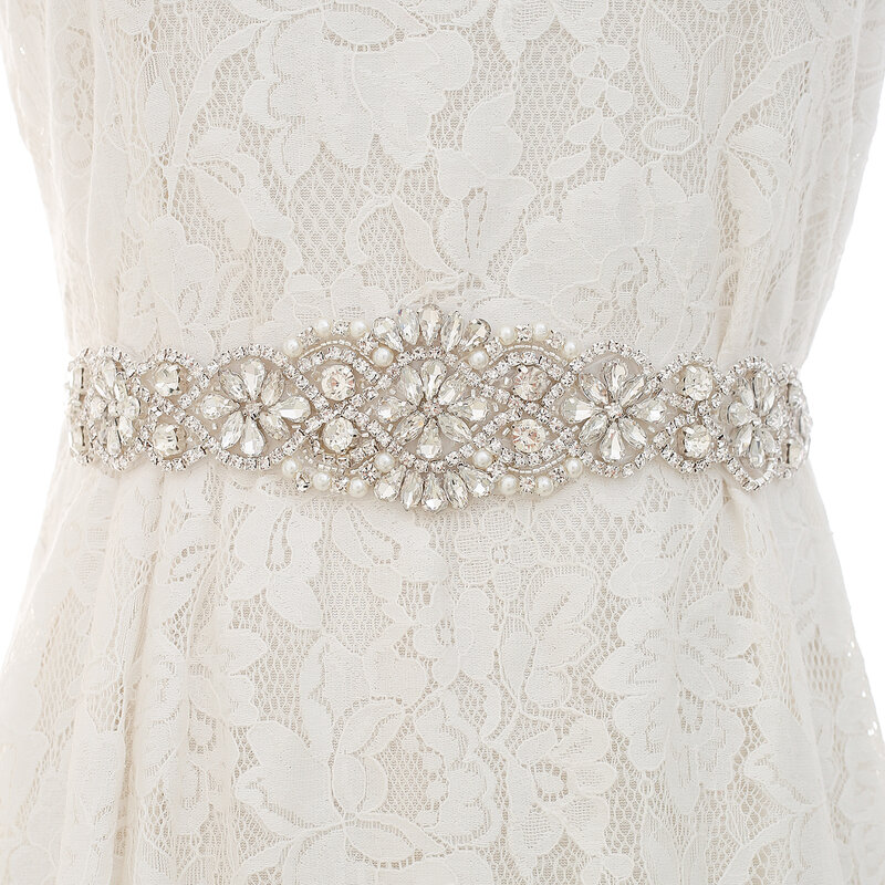 NZUK Silver Gold/Rose Gold Rhinestone Wedding Dress Belt  Crystal Wedding Belts Satin Wedding Accessories Bridal Ribbon Belts