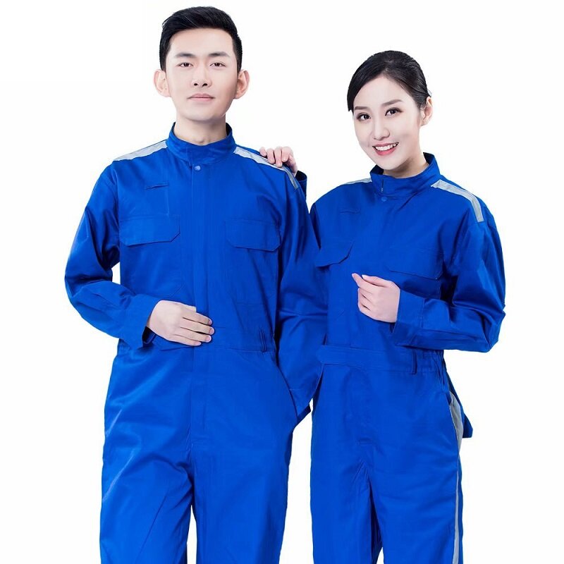 Cotton Reflective Highlight Work Overall Uniforms Men Women Welding Suit Auto Repair Safety Workshop Mechanic Jumpsuit Coveralls