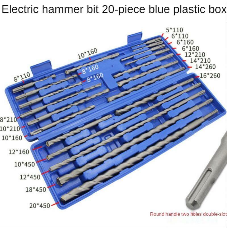 Hammer Bit Shank Percussion Through Wall Cement Drilling Bit Alloy Plastic Box 20Pc