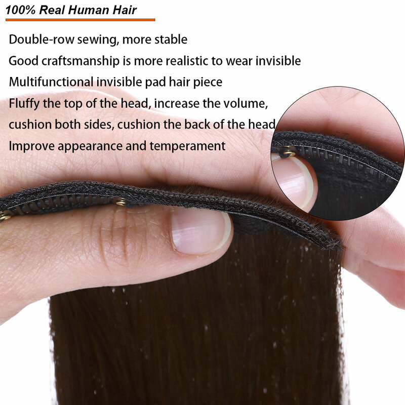 Sego-Coussinets de cheveux 100% humains, postiches, patchs, clip invisible en une pièce, extensions, ajout de cheveux, volume 8g-17g
