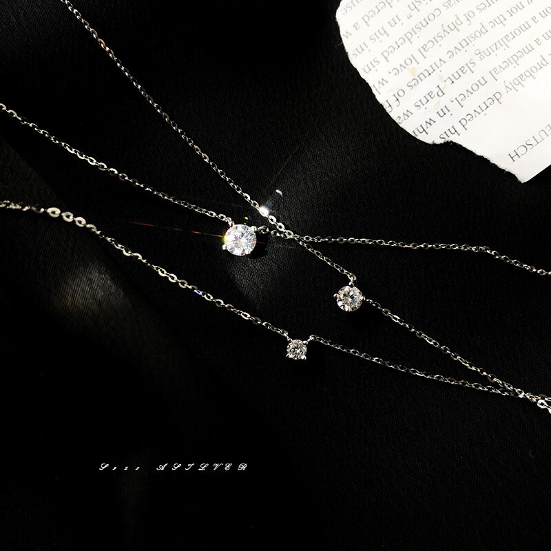 Collar de diamantes de moissanita para mujer, colgante de plata 6,5, cadenas de fiesta, joyería fina nupcial, 925mm, 1 quilate