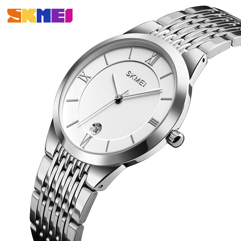 Moda casal relógio marca skmei relógio de pulso à prova dwaterproof água aço inoxidável relógio masculino relógios data exibição reloj hombre