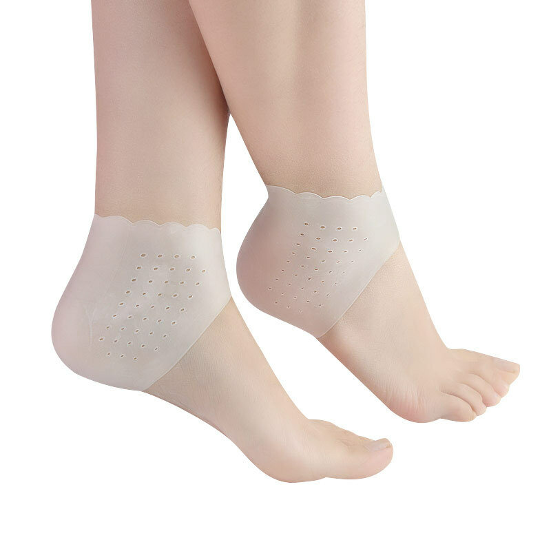 2 pezzi calzini per la cura dei piedi in Silicone calzini sottili con tacco in Gel idratante con foro protezioni per la cura della pelle del piede screpolato copertura del tallone in pizzo