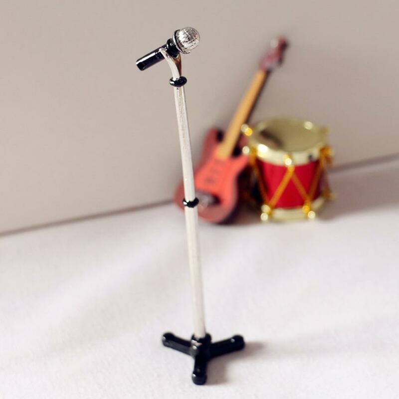 Держатель микрофона игрушечный компактный Яркий сплав миниатюрная подставка для микрофона модель кукольного домика для 1/12 кукольного домика