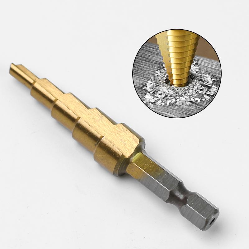 HSS Straight Groove Step Drill Bit Set Wood Metal Titanium Coated Hole Cutter Core Drilling Bit Set 3-12mm 4-12mm 4-20mm 4-32mm