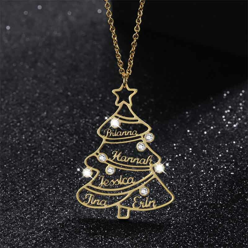 Collar personalizado con nombre de Navidad, placa de acero inoxidable con nombre, joyería familiar, regalo de Navidad, 2020