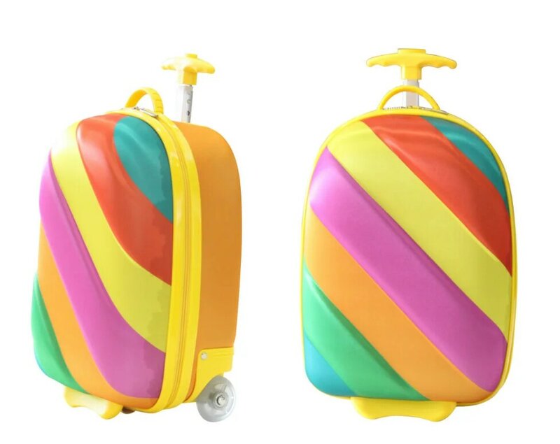 Trolley Taschen Für Mädchen 16 zoll kinder Tragen-auf Gepäck Koffer Reise Trolley taschen mit rädern Weiche Material regenbogen Koffer