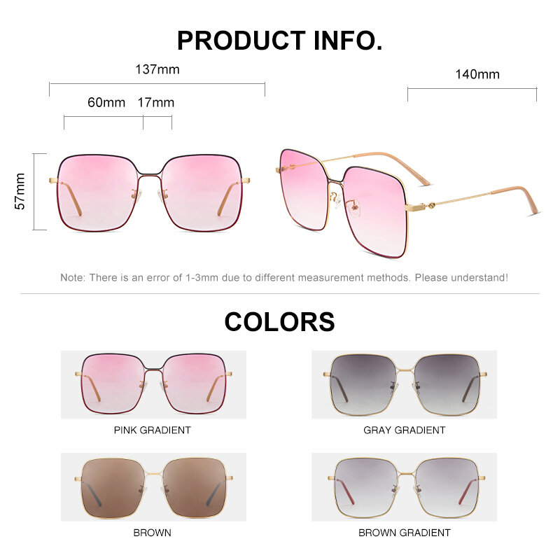 CAPONI Oversized Sunglasses Women High Quality Nylon Lens Metal Frame Fashion Eyewear Luxury Brand Design Sun Glasses CP4460