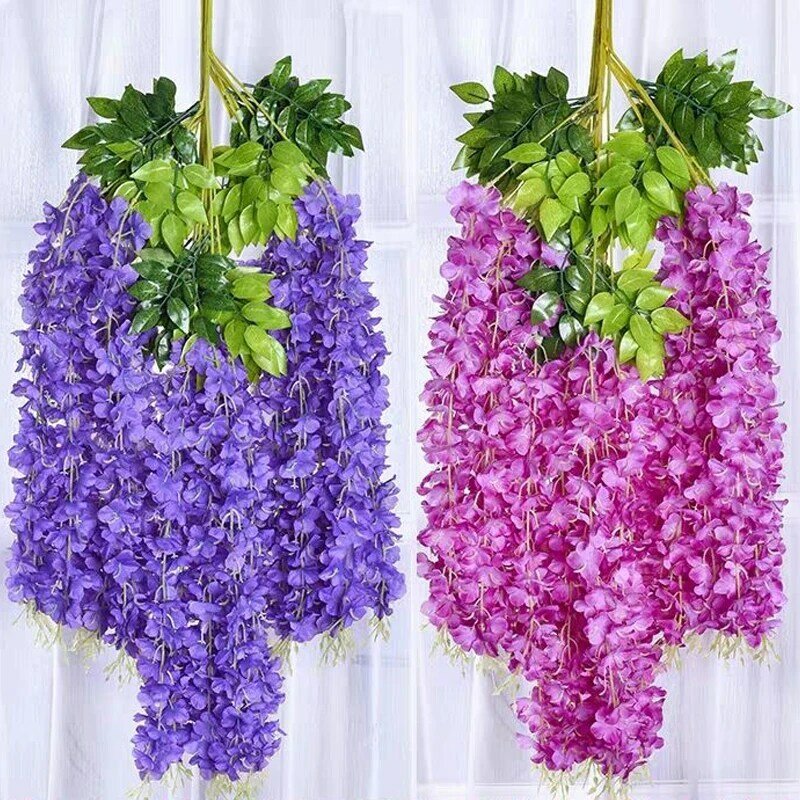 Künstliche Glyzinien hängende Blumen gefälschte Veilchen Decke Blumen Rattan Hochzeit Hausgarten Hotel Korridor Wohnzimmer Büro de
