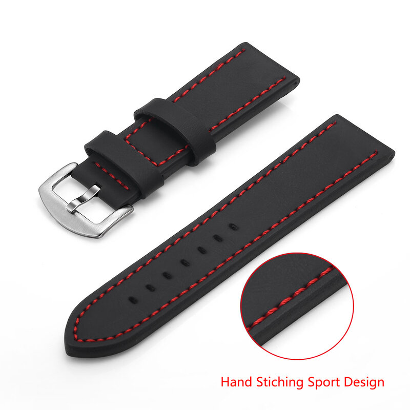 Cinturino per orologio alla moda cinturino sportivo in pelle Vintage cinturino con fibbia in acciaio inossidabile accessori per orologi 18mm 20mm 22mm 24mm