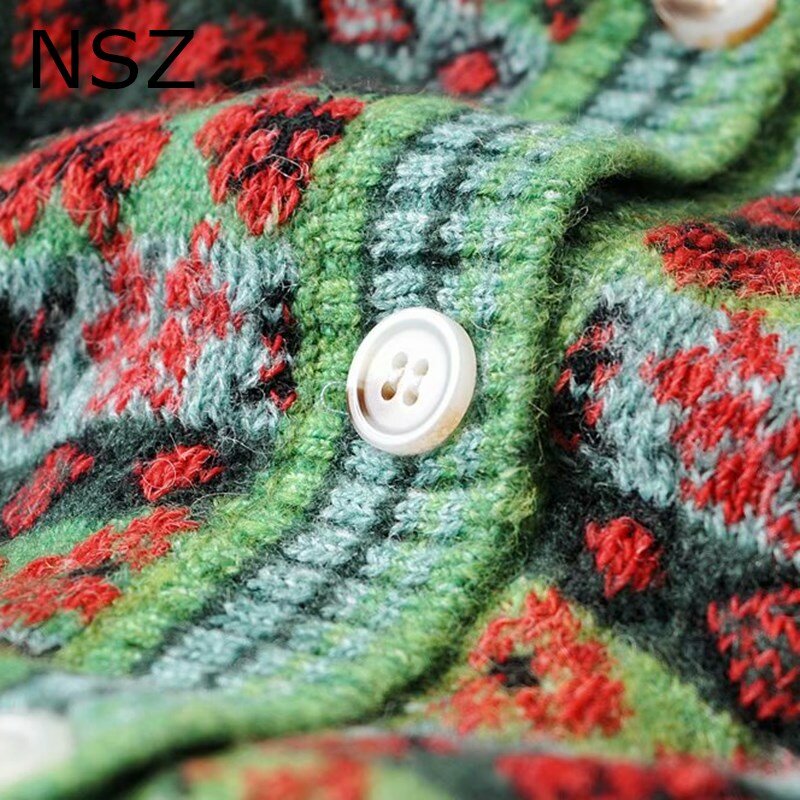 NSZ femmes imprimé fleuri Pull court Pull Cardigan à manches longues tricoté veste manteau dames tricots Pull Femme en Stock
