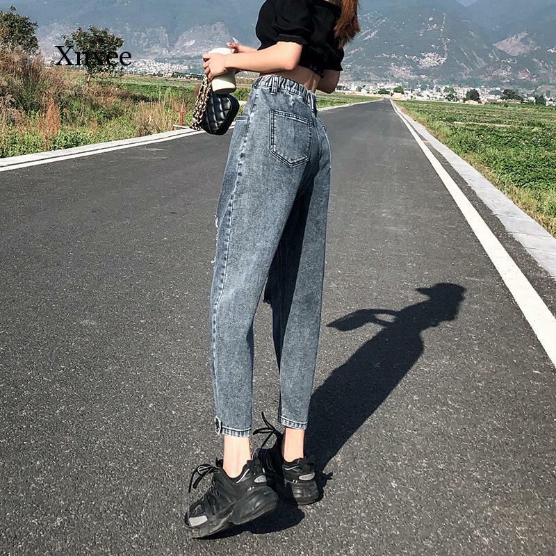 Boyfriend Jeans for Women Destroy High Waisted Jeans Harem Loose Style Ripped Jeans for Women Casual Distressed Jeans