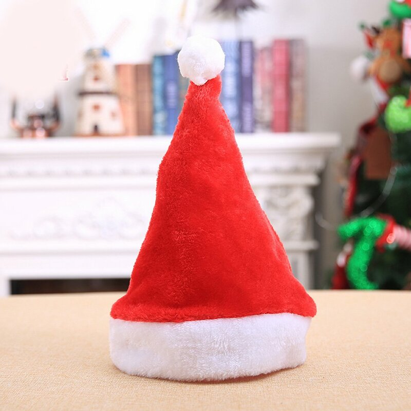 Рождественские украшения, подарок, плюшевая шапка Санты, шляпа для взрослых, товары для вечеринок, бархатная шапка с короткой шерстью для взрослых, украшения вечерние