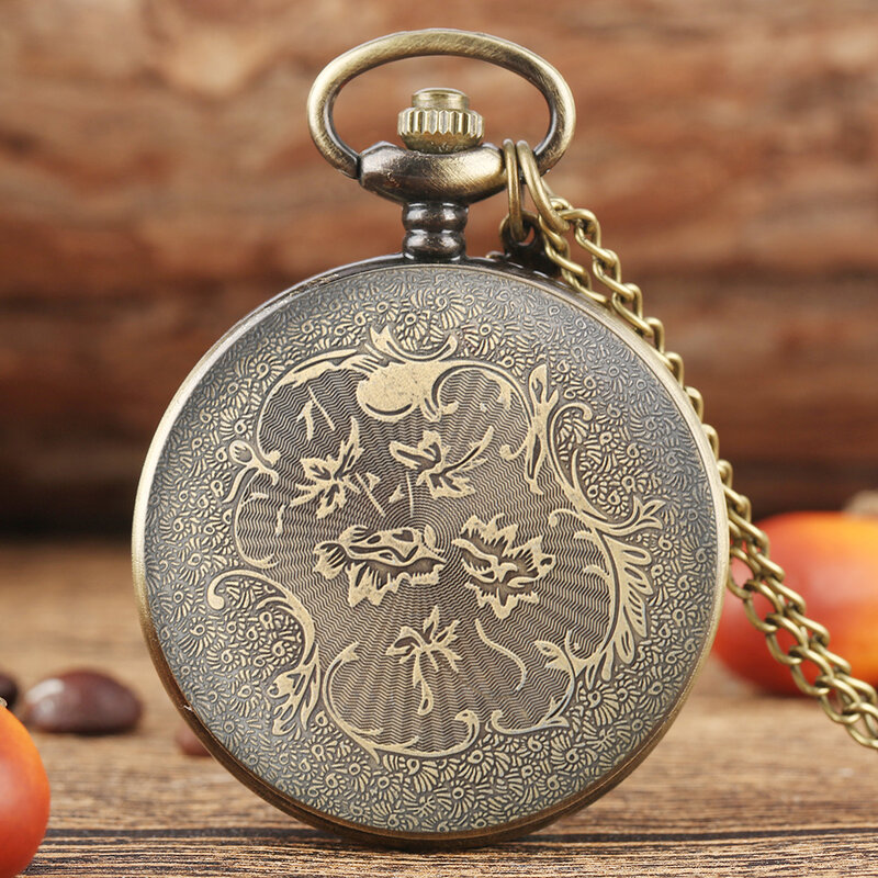 Bronze Butterfly and Flower Retro Style Necklace Pocket Watch Chain Steampunk Pendant Quartz Fob Watch Clock with Accessory 2020