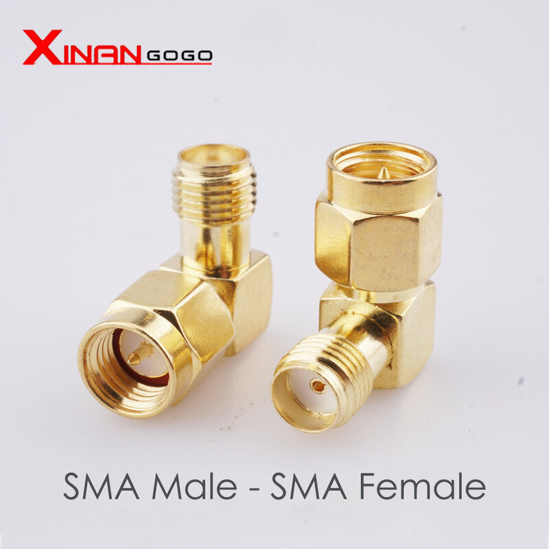 1 قطعة RF محول SMA ذكر إلى SMA أنثى الزاوية اليمنى 90 درجة مطلية بالذهب RP SMA ذكر إلى SMA Coaxail موصل Ja