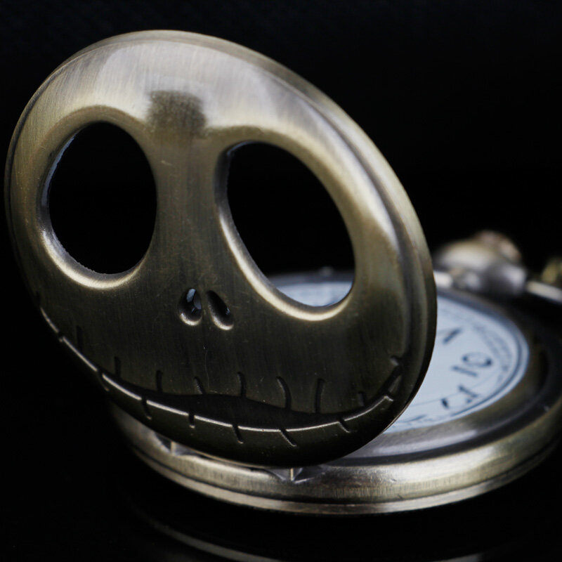 Steampunk – montre de poche à Quartz avec collier, thème du film, thème cauchemar avant noël