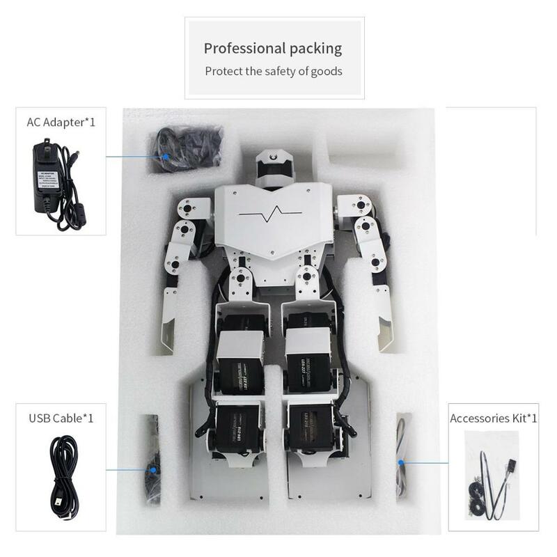16DOF Nhảy Hai Chân Robot Hình Người Bộ Với Ứng Dụng Miễn Phí, MP3 Mô Đun, chi Tiết Video Hướng Dẫn Hỗ Trợ Hát Múa (Lắp Ráp)