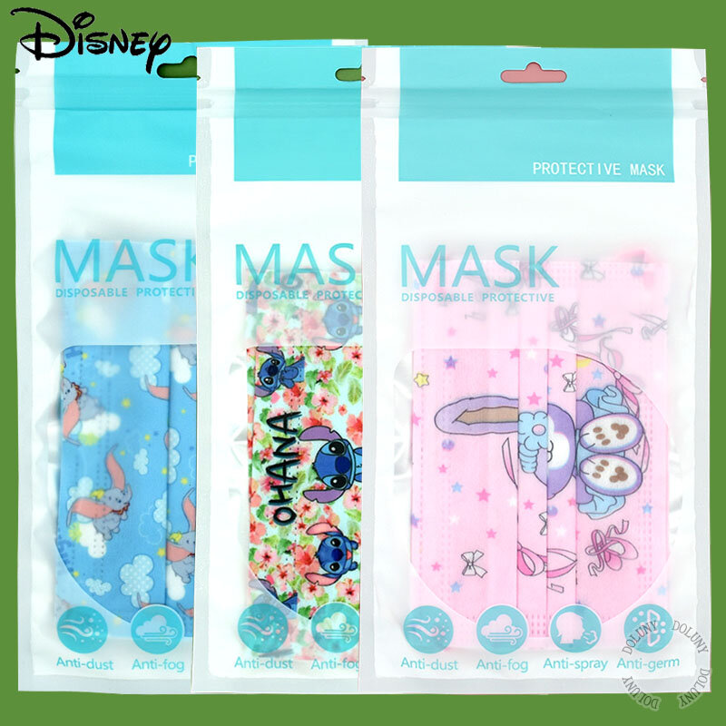 ディズニー-大人と子供のための3層使い捨てマスク,漫画のパターンを持つ子供のためのかわいい布製マスク,保護フィルター付き,ユニセックス