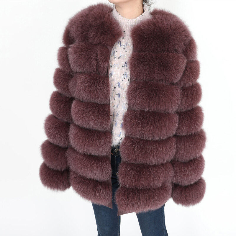 Maomaokong-abrigo de zorro real para mujer, chaqueta de invierno de 70cm de largo, piel natural, a la moda