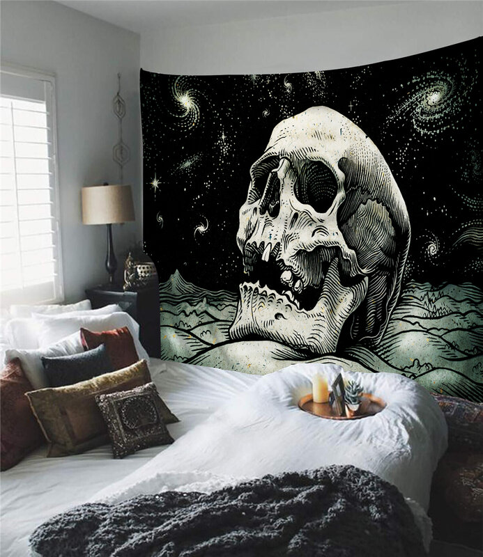 100% Polyester Skull Style Wall Decoration Dormitory Tapestry Room Decoration Home Bedroom Decoration Ornaments