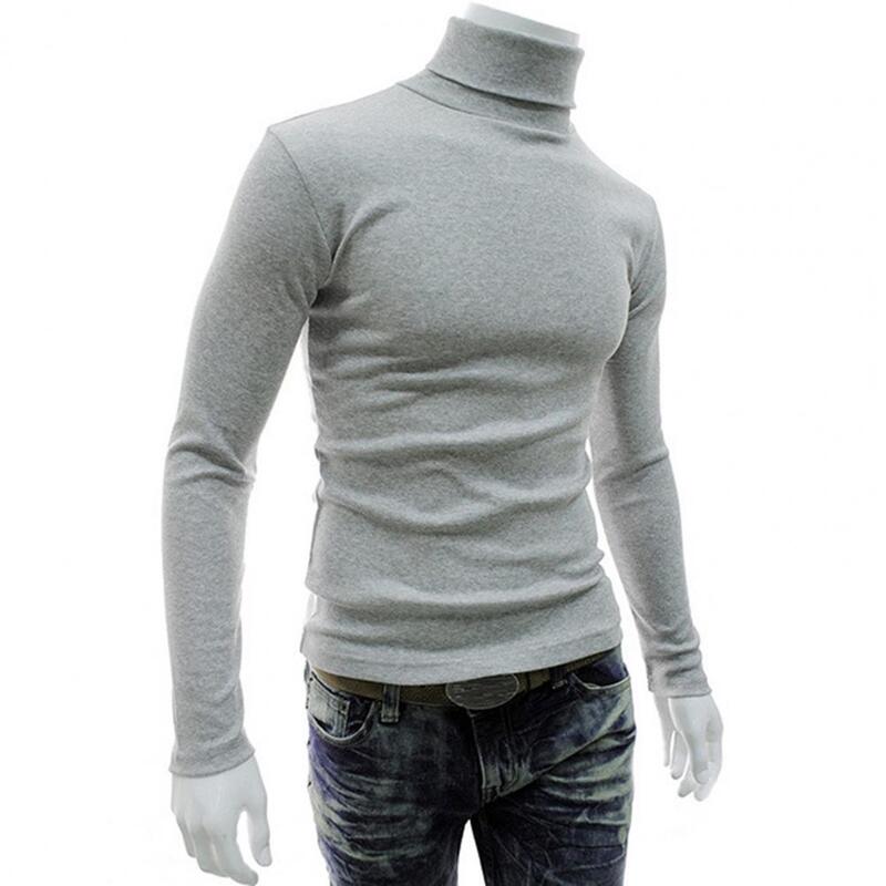 Sweat-shirt à col roulé extensible pour hommes, pull slim, tricots d'hiver, grande taille, automne