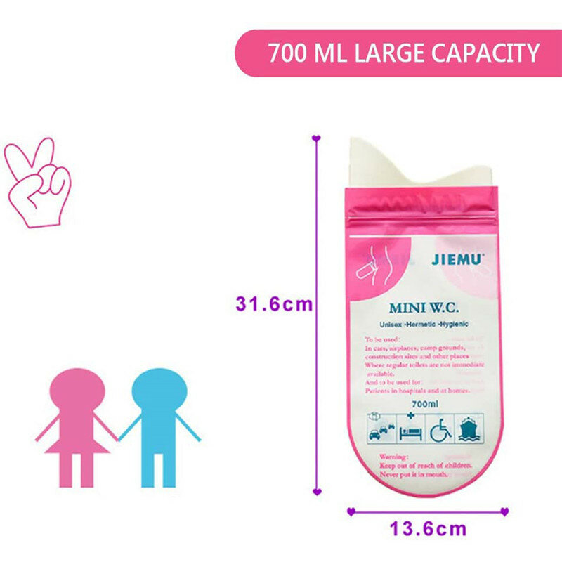 700Ml Emergency Draagbare Auto Urine Zak Braaksel Zakken Verkeer Jam Mini Wc Mobiele Toiletten Wegwerp Handige Unisex Voor Mannen vrouwen