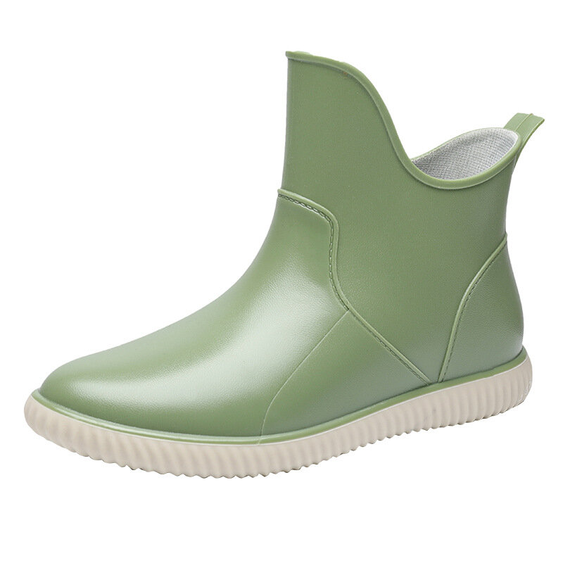 Rouroliu 2021 Phụ Nữ Mắt Cá Chân Jelly Giày Đi Mưa Tác Phẩm Mới Giày Người Lớn PVC Chống Trượt Giày Đi Mưa