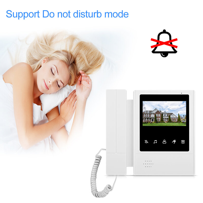 4.3 "Video Interkom Bel Pintu Monitor Dalam Ruangan Unit Warna TFT-LCD Layar Dua Arah Audio Pintu Telepon Interkom untuk Rumah Apartemen