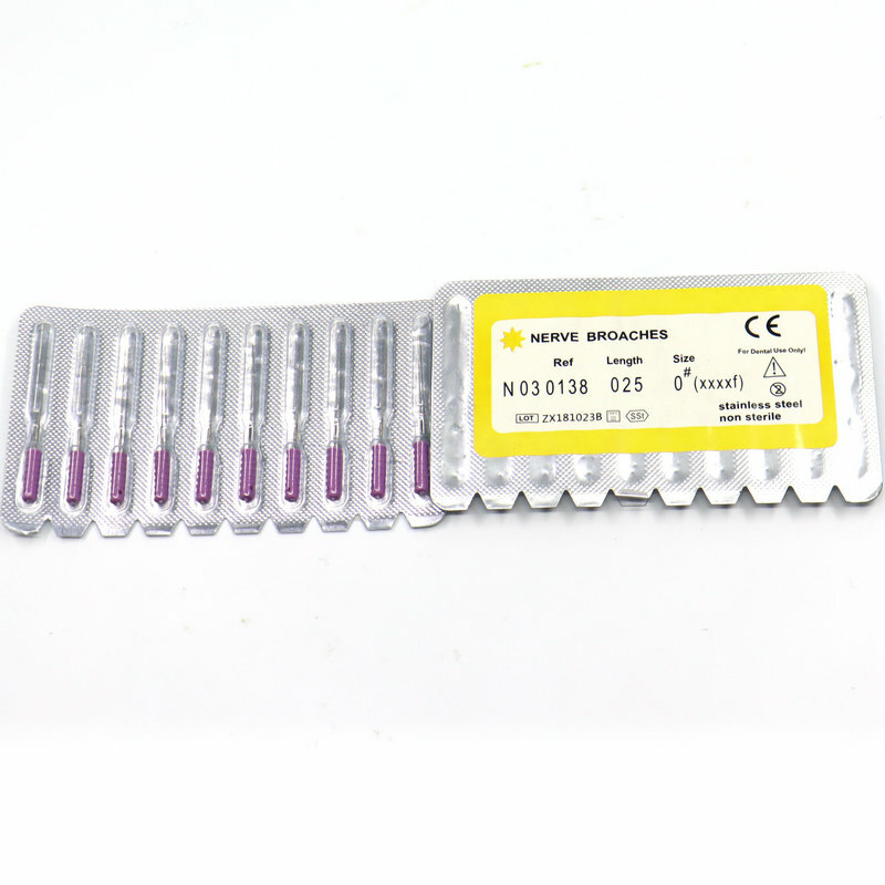 Broches de púas dentales con mango, accesorios endodónticos de acero inoxidable para odontología, 25mm, 10 unids/paquete