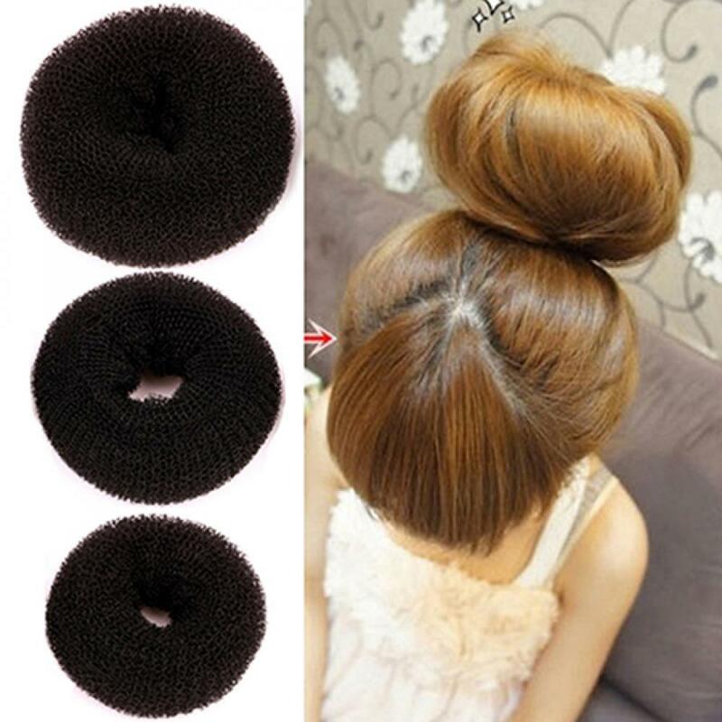 Elegante Hair Bun Donut Foam Sponge, Easy Big Ring, Hair Styling Tools, Acessórios de penteado para meninas e mulheres, moda, 3 cores