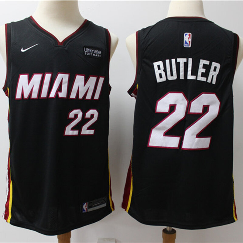 NBA Men 'S Miami Heat #22จิมมี่บัตเลอร์บาสเกตบอลเจอร์ซีย์City Edition Swingman Jerseyตาข่ายเย็บชายเสื้อ-statement Edition