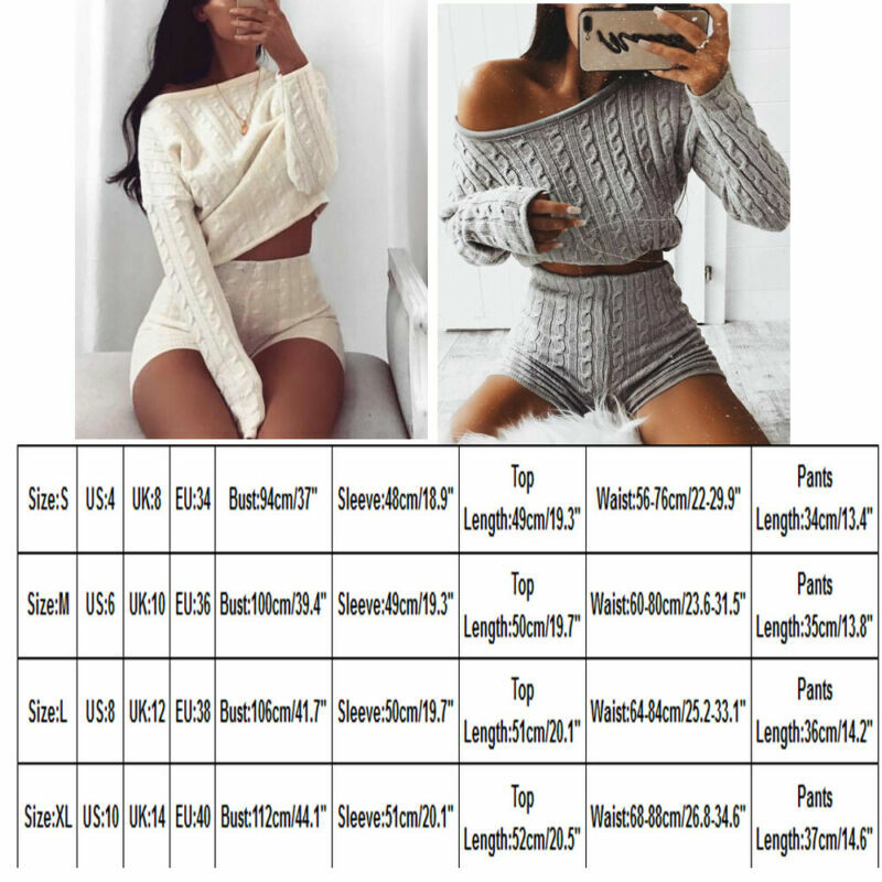 Autumn Women Sweater Set Ladies Warm Knitted Sets O Neck Solid Knitting Sweater And Shorts Pants Set Women Outfits
