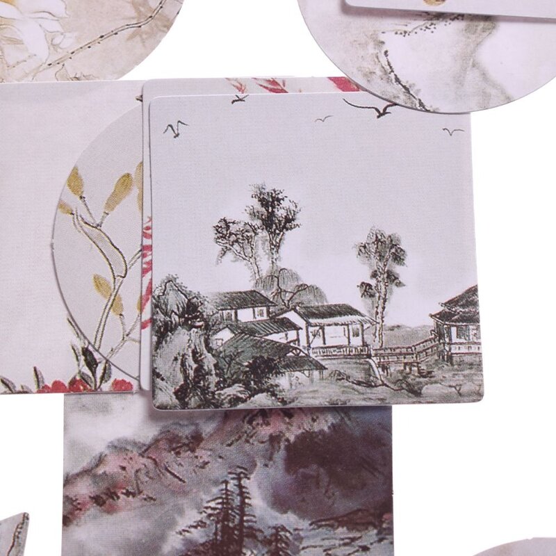 Caja de pegatinas de pintura china tradicional para niños, minipegatinas de papel con sello, etiqueta decorativa DIY, regalo, 40 unids/caja, novedad