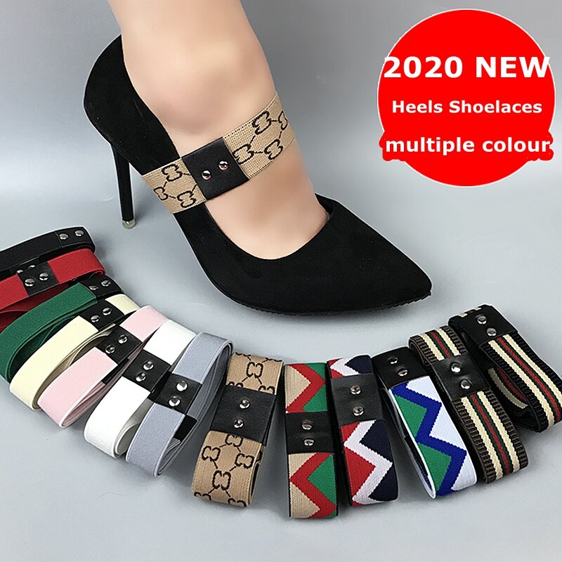 Nuevo 2020 cordones de tacón de fácil instalación de moda para mujer cordones de zapatos elásticos de Laze 1 par de cordones de tacón alto anticaída