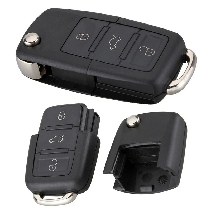 Funda de llave de repuesto para coche inteligente, carcasa negra con 3 botones, sin Chip, compatible con Volkswagen B5, Passat