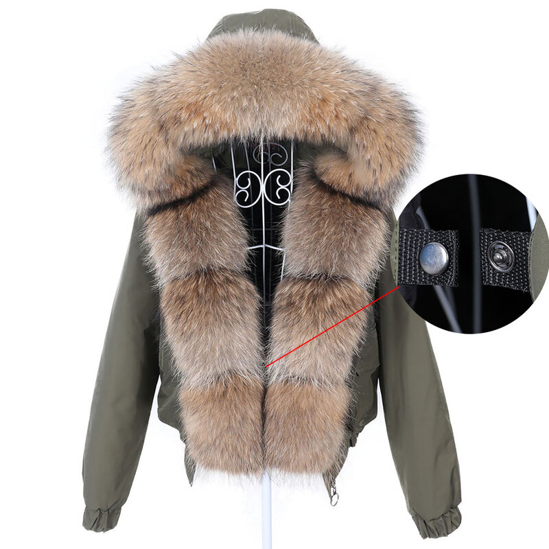 Maomaokong-短いキツネの皮のコート,女性のファッション2021,防水,天然の毛皮の襟,冬の毛皮のようなショートジャック