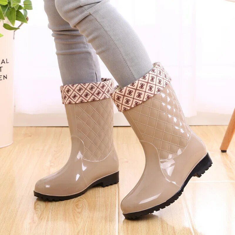 Botas de Lluvia antideslizantes para mujer, zapatos antideslizantes para mantener el calor, lavado, d34