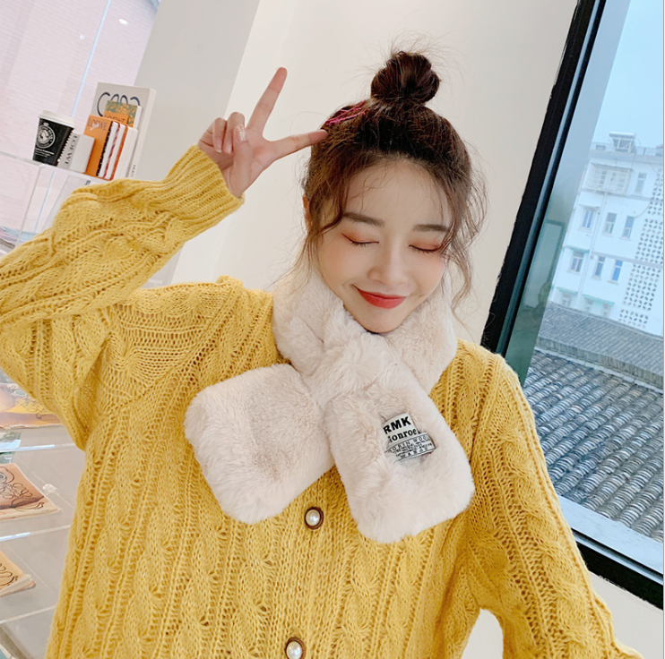 한국 겨울 두꺼운 따뜻한 양모 스카프 크로스 양모 턱받이 소녀