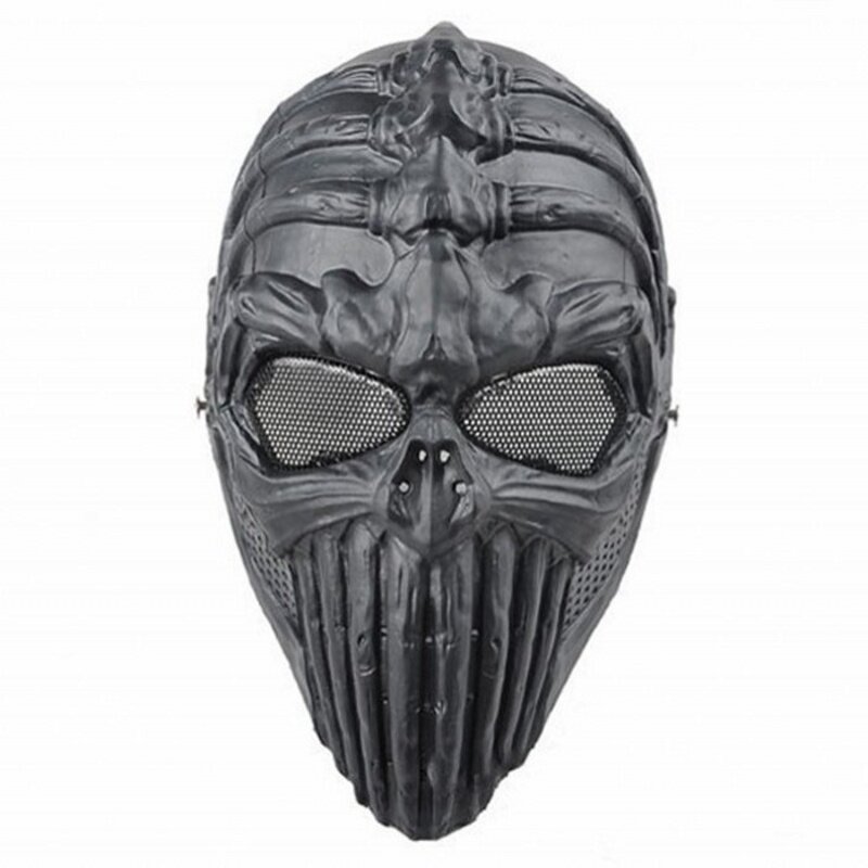 Masque de protection facial complet pour airsoft et paintball CS, crâne militaire noir, jeu de guerre, fête d'Halloween, DC07