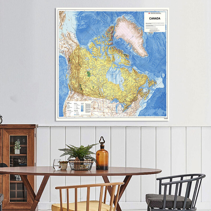 1983 политическая карта канады, 150*150 см, фотонетканая Картина на холсте, школьные принадлежности, гостиная, домашний декор