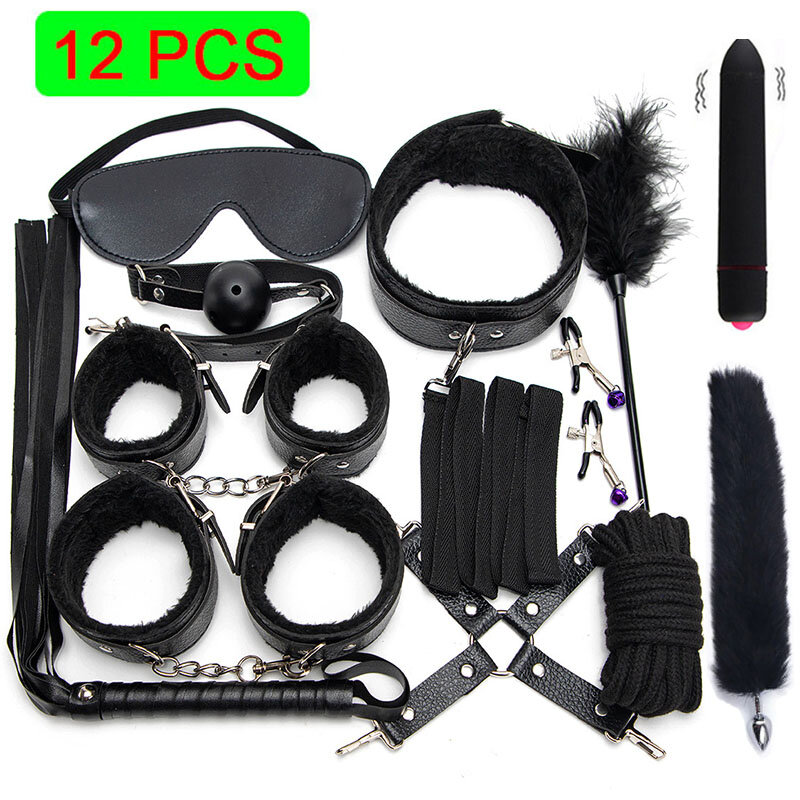 Бандаж SM BDSM набор для взрослых, мужские наручники, зажимы для сосков, етка для шлепков, секс металлическая Анальная пробка, вибратор, анальна...
