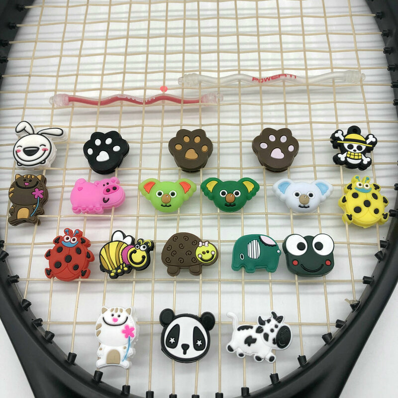 Powerti – amortisseurs de vibrations de Tennis en Silicone, lot de 100 pièces, accessoires de raquette avec animaux de dessin animé